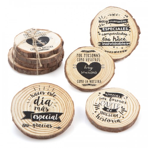 posavasos tronco con frases