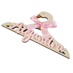 Percha cisne madera con nombre rosa - Imagen 3