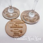 Marcasitios rodaja madera natural posavasos - Imagen 2