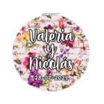 Espejo doble polipiel con flores y escritos