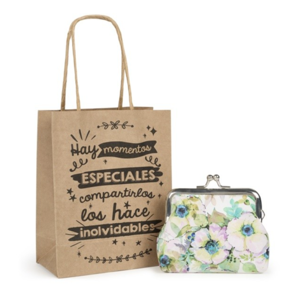 Monedero floral para detalle boda mujer con bolsa