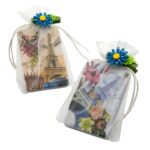 Espejo Doble Estampado Torres y Flores Relieve presentado