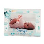 Portafotos cigüeña bebe azul - Imagen 2