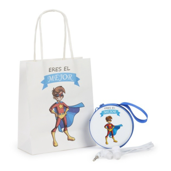monedero con auriculares niño