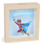 Hucha madera héroe niño - Imagen 2
