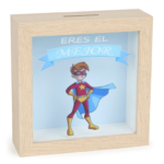 Hucha madera héroe niño - Imagen 3