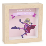 Hucha madera héroe niña - Imagen 3
