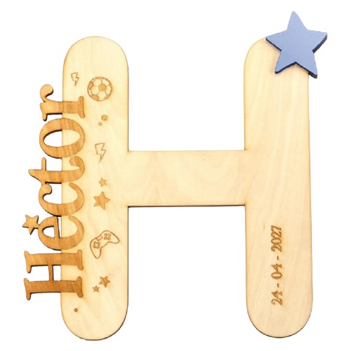 Inicial madera con estrella personalizada