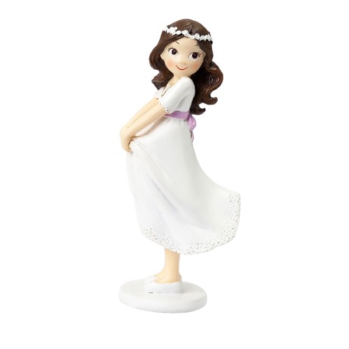 Figura tarta Comunión niña sujetando la falda