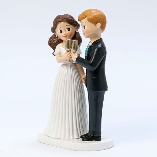 figura para tarta de boda brindis novio rubio