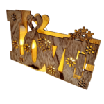 Decoración de madera LOVE con flores troqueladas y luces led - Imagen 2