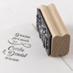 Sello personalizado rectangular lazo, "Gracias por venir"
