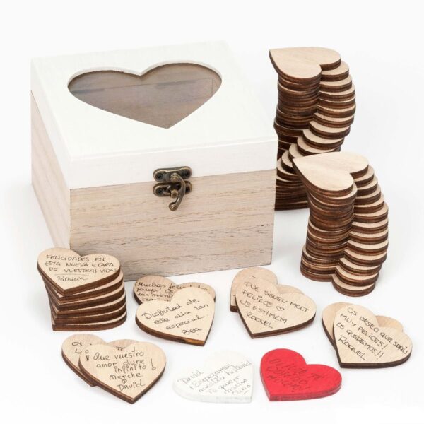 caja firmas con corazones