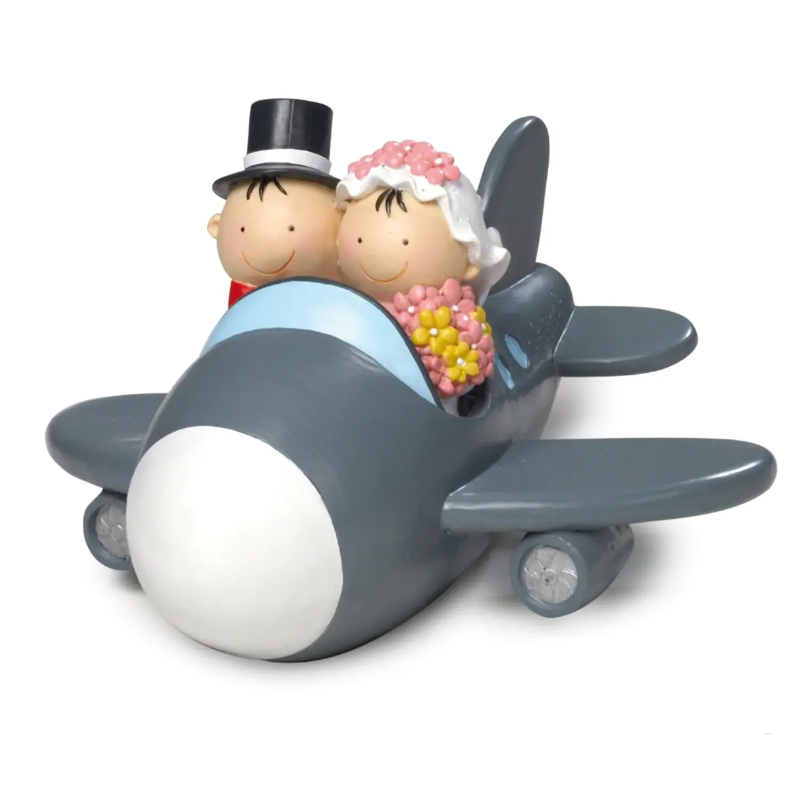 Figura tarta novios avión Figura hucha para tarta novios avión