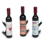 Botella de vino con abridor frases detalles boda - Imagen 4