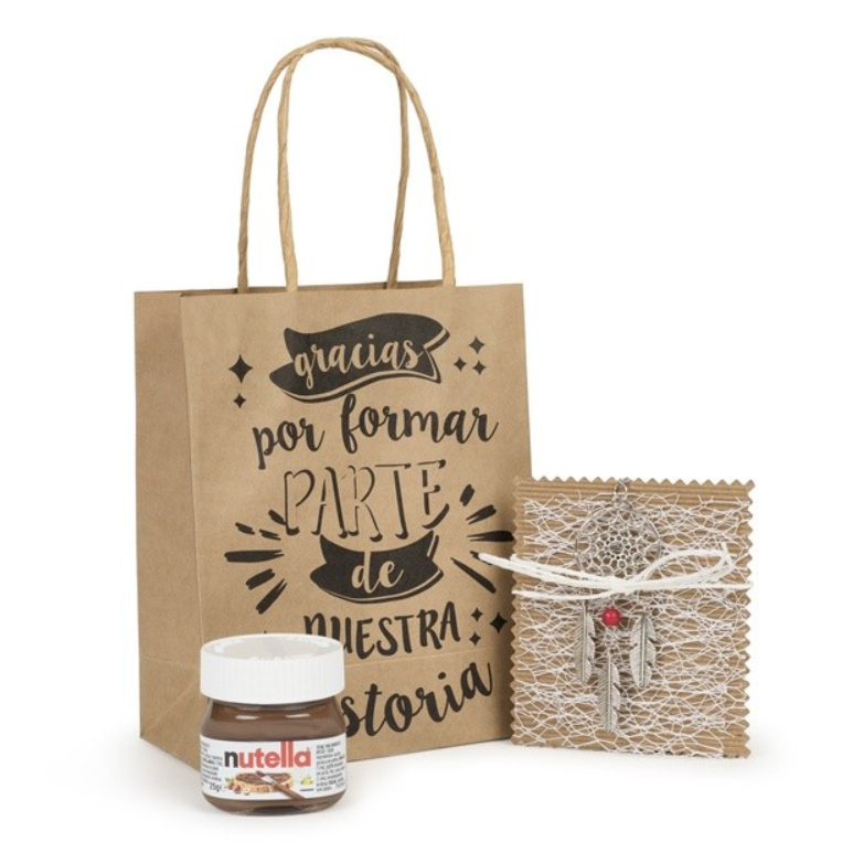 Pack mini nutella y medallón atrapasueños Detalles de Boda - mini nutella y medallón atrapasueños