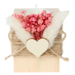 Detalle Boda Porta velas madera floral - Imagen 3