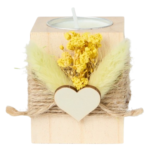Detalle Boda Porta velas madera floral - Imagen 4