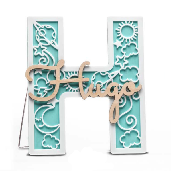 Inicial personalizada con nombre azul