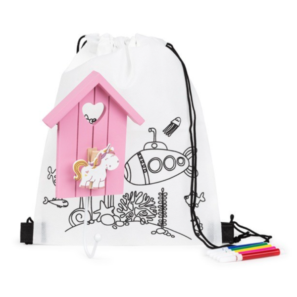 Mochila colorear y percha superhéroe detalles para niños
