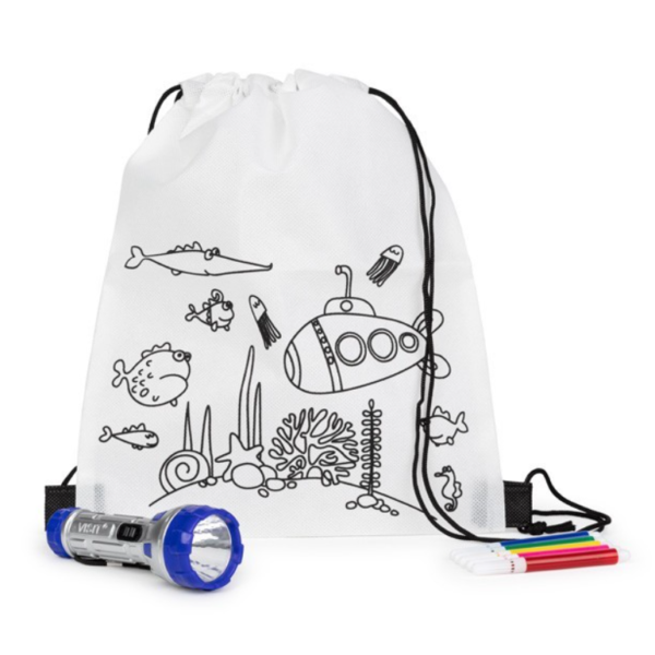 Mochila colorear con linterna detalles para niños