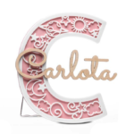 Inicial personalizada con nombre rosa