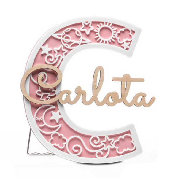 Inicial personalizada con nombre rosa