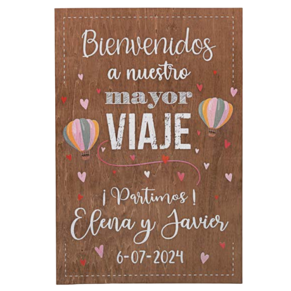 Cartel bienvenida Boda viaje