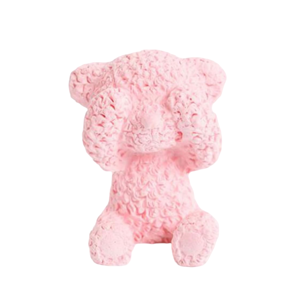 Osito de jabón artesanal rosa como detalle para invitados de boda, bautizo y comunión