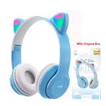 Cascos inalámbricos con orejas azul