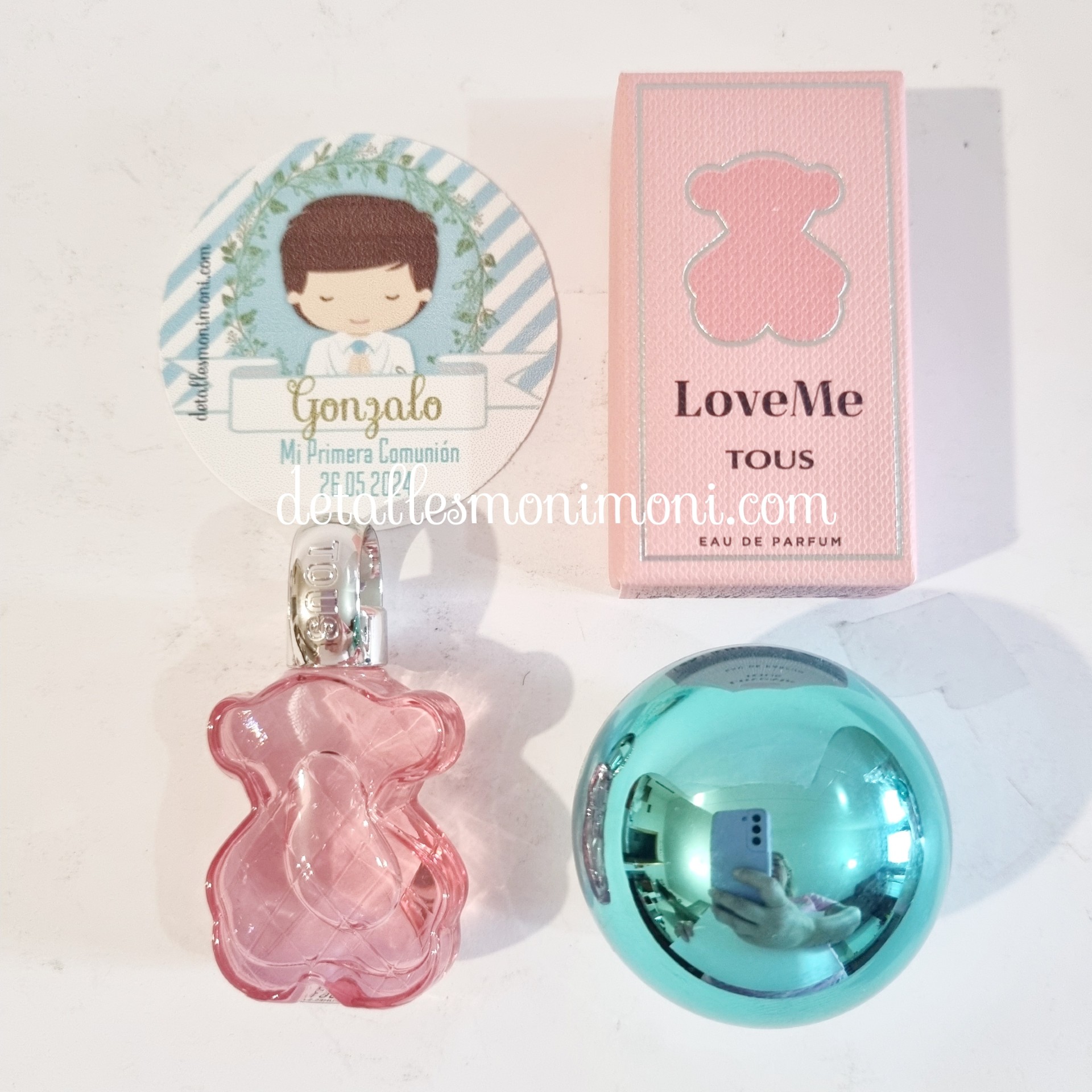 Mini perfume tous con balsamo y presentación regalos para comunión