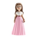 Figura para tarta Niña Comunión falda rosa