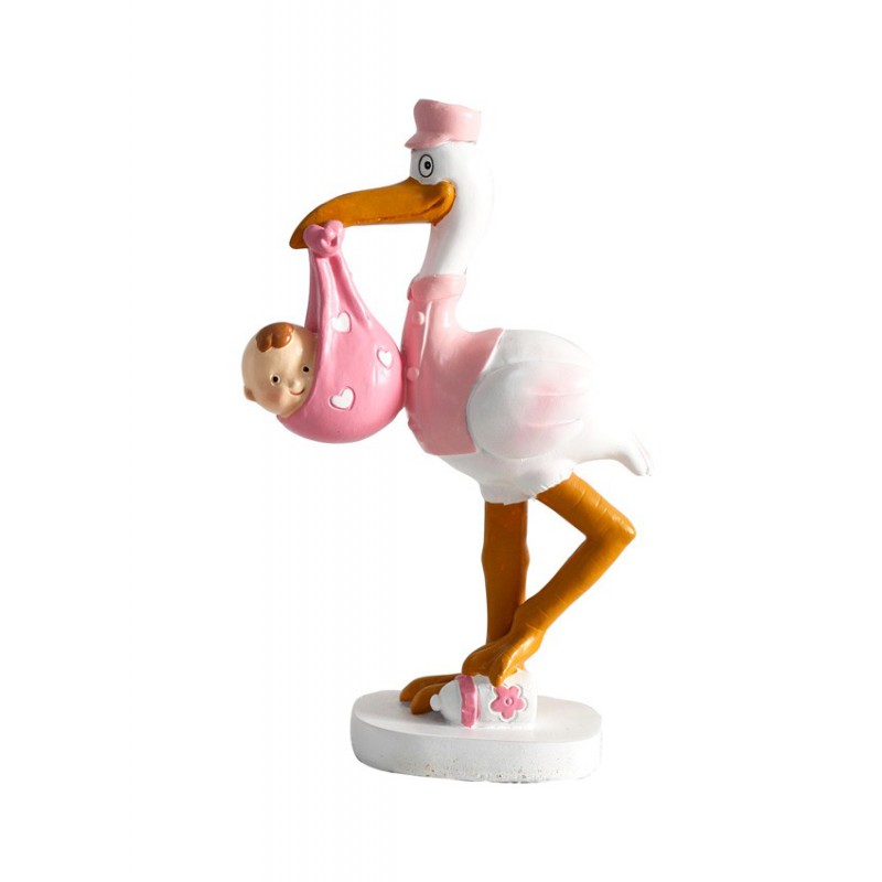 figura-pastel-ciguena-nido Figura cigüeña rosa nido - Imagen 1