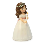 Figura tarta Comunión vestido blanco niña con cirio - Imagen 2